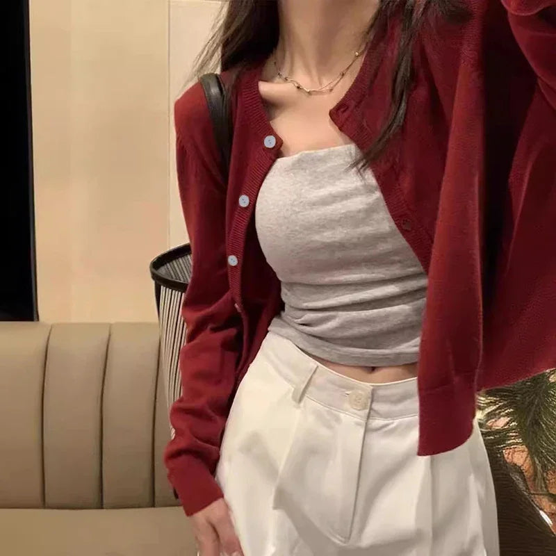 Cropped Knit Cardigan